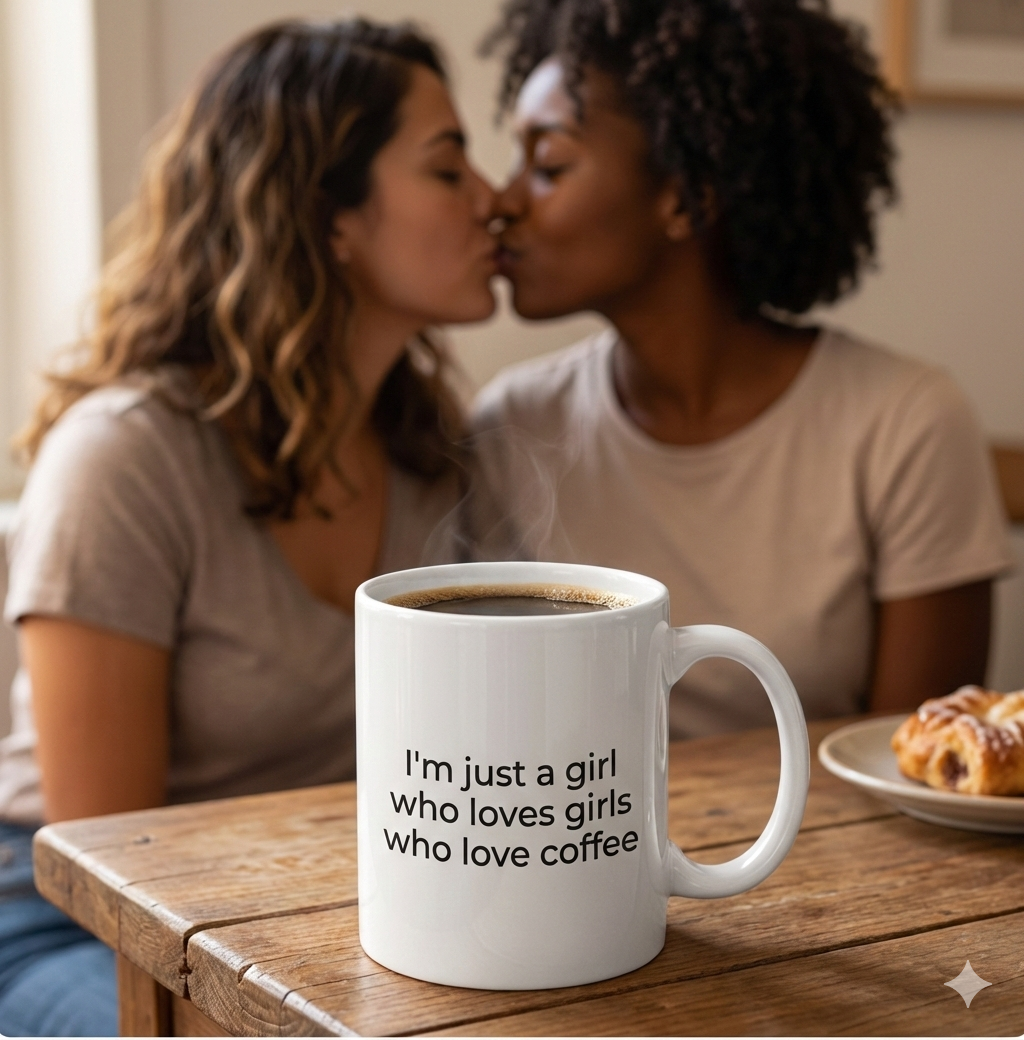 The "I'm just a girl who loves girls who love coffee" Mug